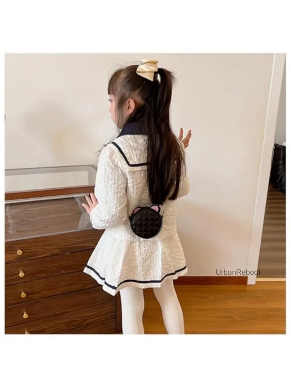 Girls Cat Crossbody Purse PU Leather Glitter Cat Ear Shoulder Bag Wallet Pouch